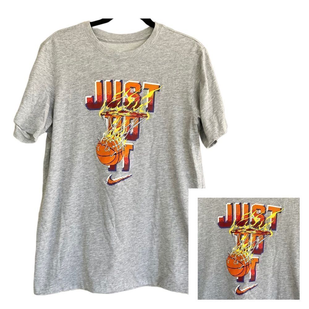 The Nike Tee‎ “Just Do It” NBA Live Net on Fire Men Sz Medium Dri Fit Basketball